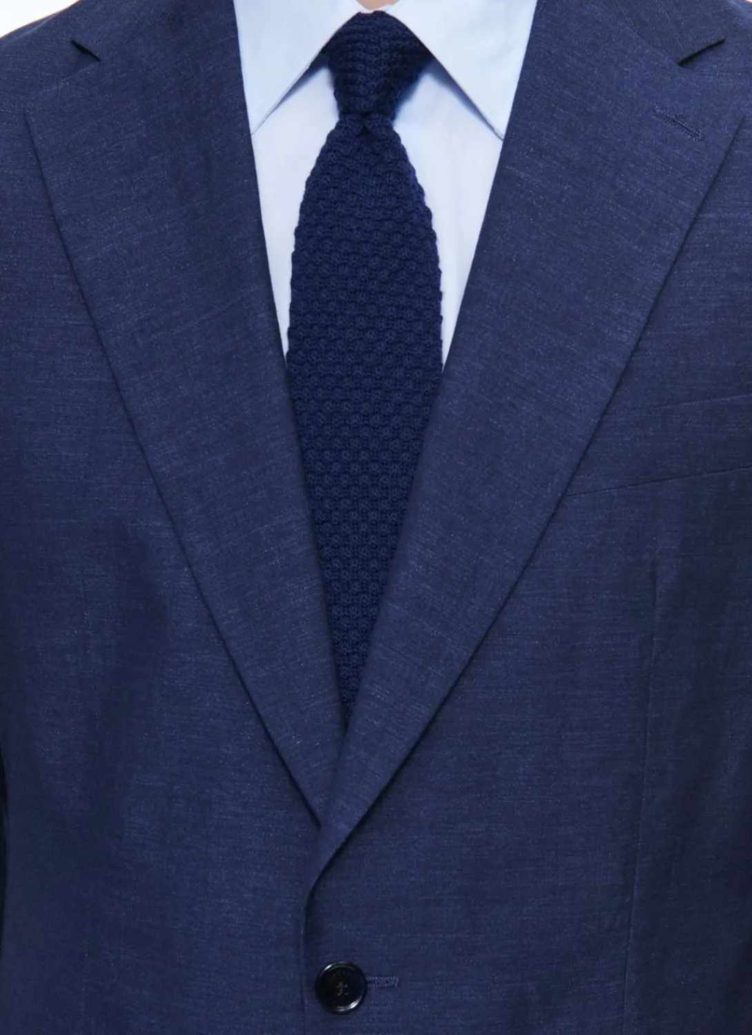 Fursac Linen And Virgin Wool Straight Suit Medium Blue Clearance
