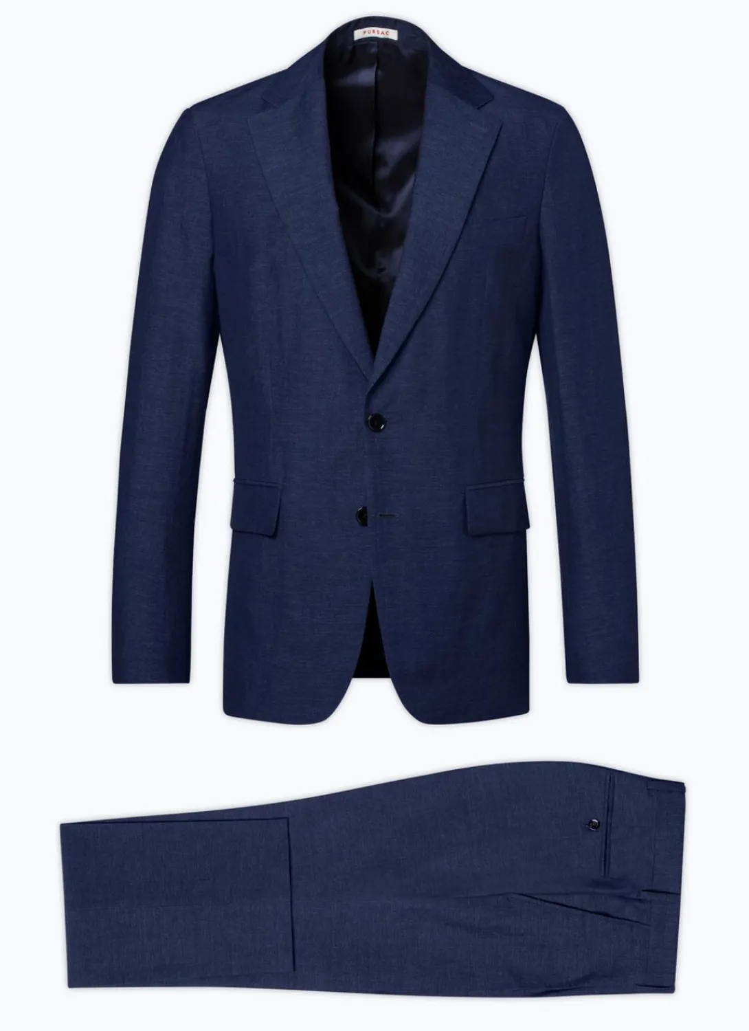 Fursac Linen And Virgin Wool Straight Suit Medium Blue Clearance