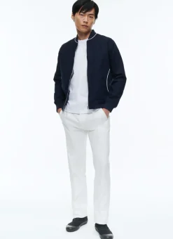 Fursac Linen Effect Cotton Canvas Jacket Navy Blue Flash Sale