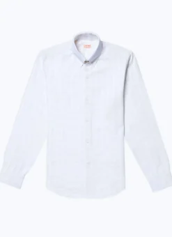 Fursac Linen Fitted Shirt With Stripes White - Tone-On-Tone Stripes New