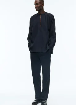 Fursac Linen Serge Breton Fishermans Smock Navy Blue Hot