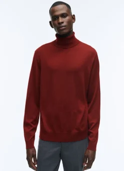 Fursac Merino Wool Roll Neck Sweater Burgundy Cheap