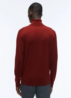 Fursac Merino Wool Roll Neck Sweater Burgundy Cheap