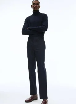 Fursac Merino Wool Roll Neck Sweater Navy Blue Best Sale