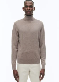 Fursac Merino Wool Roll Neck Thin Sweater Taupe Grey Online
