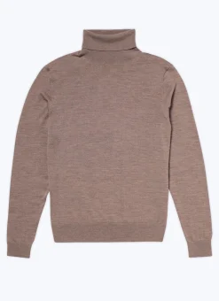 Fursac Merino Wool Roll Neck Thin Sweater Taupe Grey Online