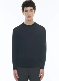 Fursac Merino Wool Sweater Navy Blue Hot