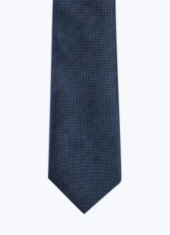 Fursac Micro Weaved Silk Tie Navy Blue Sale