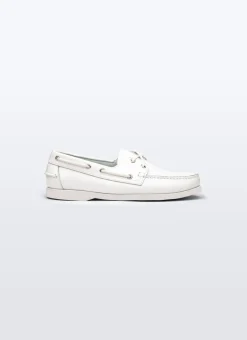 Fursac Napa Leather Boat Loafers White Hot