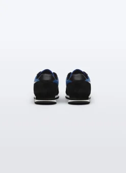 Fursac Navy Blue And Black Leather And Nylon Sneakers Navy Blue And Black - White Logo Sale