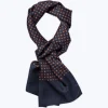 Fursac Navy Blue Silk Scarf With Print Navy Bleu Best Sale