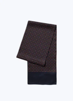 Fursac Navy Blue Silk Scarf With Print Navy Bleu Best Sale