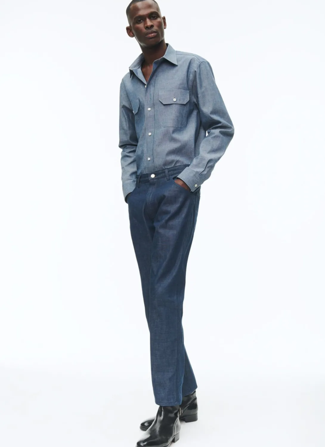 Fursac Organic Cotton Canvas 5-Pocket Trousers Denim Blue Store