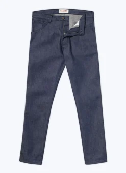 Fursac Organic Cotton Canvas 5-Pocket Trousers Denim Blue Store