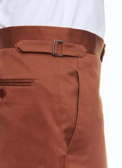Fursac Organic Cotton Fitted Chino Pants Camel Brown Best