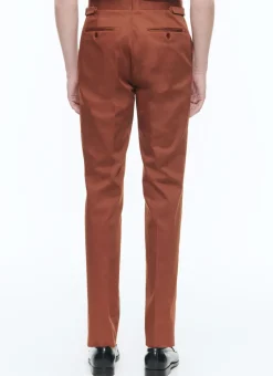 Fursac Organic Cotton Fitted Chino Pants Camel Brown Best