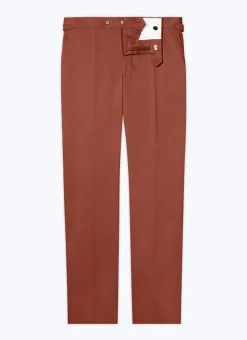 Fursac Organic Cotton Fitted Chino Pants Camel Brown Best
