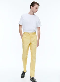 Fursac Organic Cotton Fitted Chino Pants Pale Yellow Sale