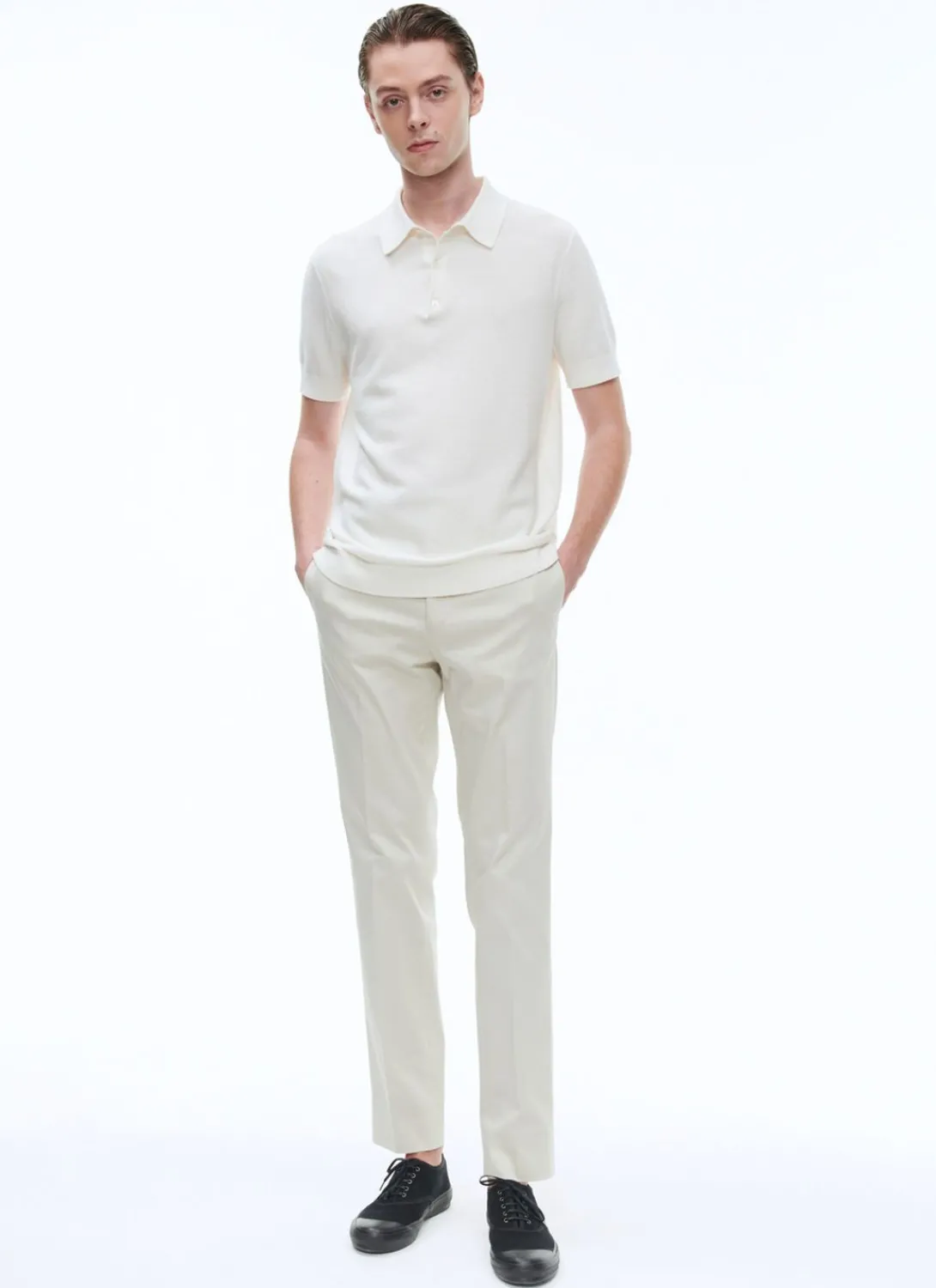 Fursac Organic Cotton Gabardine Chino Trousers Chalky White New
