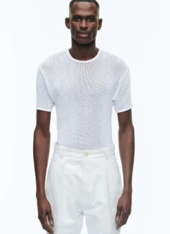 Fursac Organic Cotton Hemstitched T-Shirt White Discount