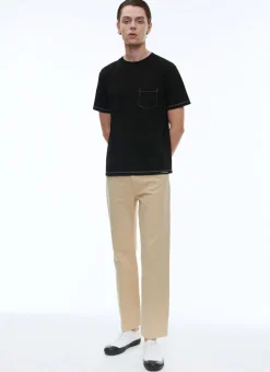Fursac Organic Cotton Jersey Embroided T-Shirt Black - Fursac Embroidery Fashion