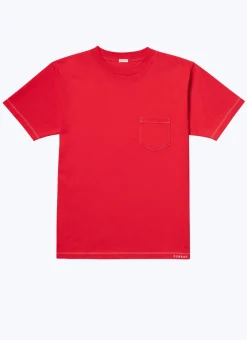 Fursac Organic Cotton Jersey Embroided T-Shirt Red - Fursac Embroidery Online