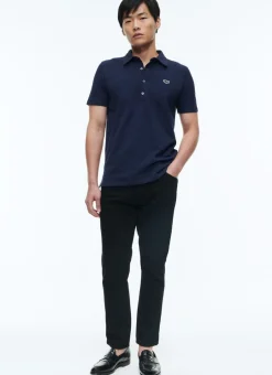 Fursac Organic Cotton Pique Polo Sweater Navy Blue Outlet