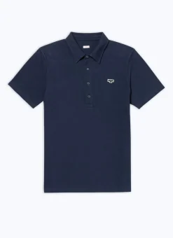 Fursac Organic Cotton Pique Polo Sweater Navy Blue Outlet
