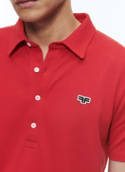 Fursac Organic Cotton Pique Polo Sweater Red Cheap
