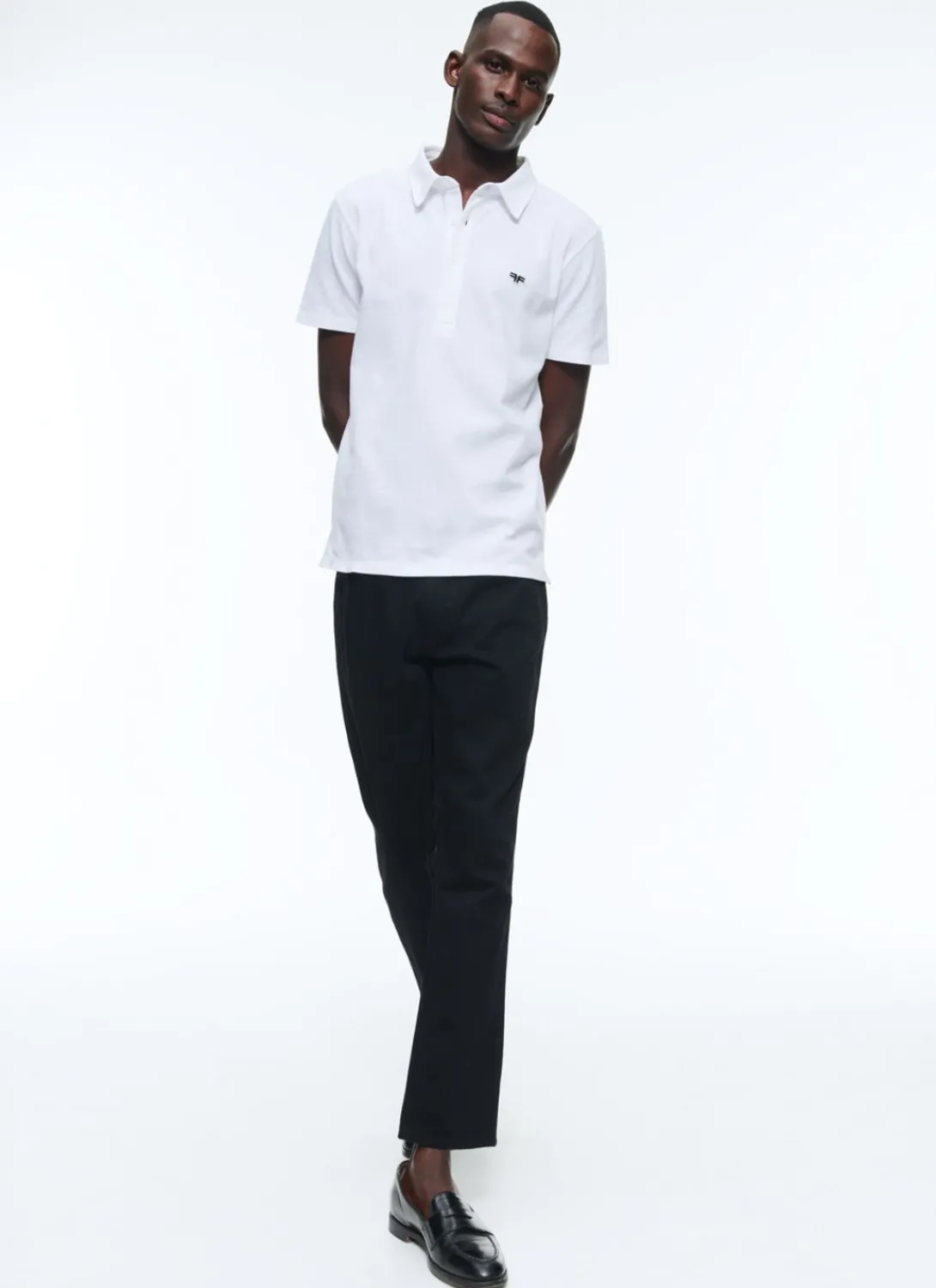 Fursac Organic Cotton Pique Polo Sweater White Clearance