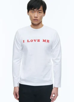 Fursac Organic Cotton Printed T-Shirt White - Red "I Love Me" Print Cheap
