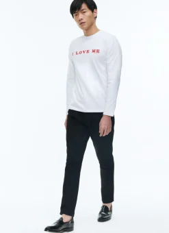 Fursac Organic Cotton Printed T-Shirt White - Red "I Love Me" Print Cheap