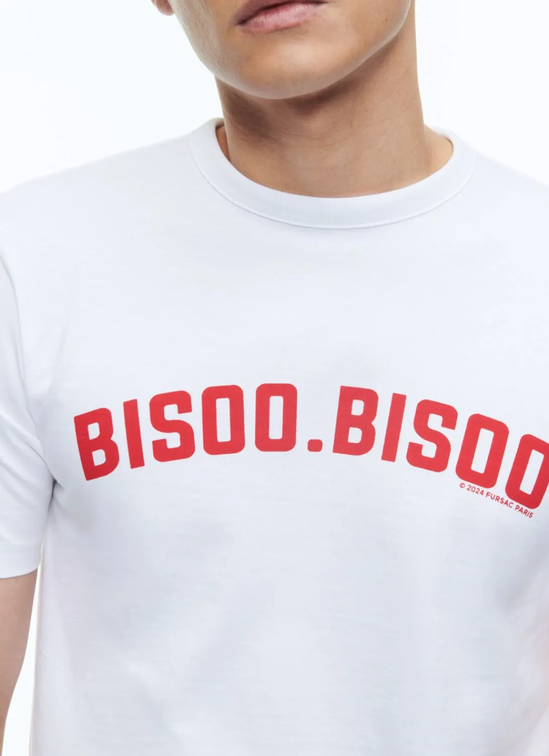 Fursac Organic Cotton Printed T-Shirt White - "Bisoo Bisoo" Print Hot