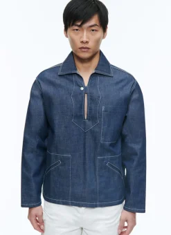 Fursac Organic Cotton Serge Peacoat Denim Blue Fashion