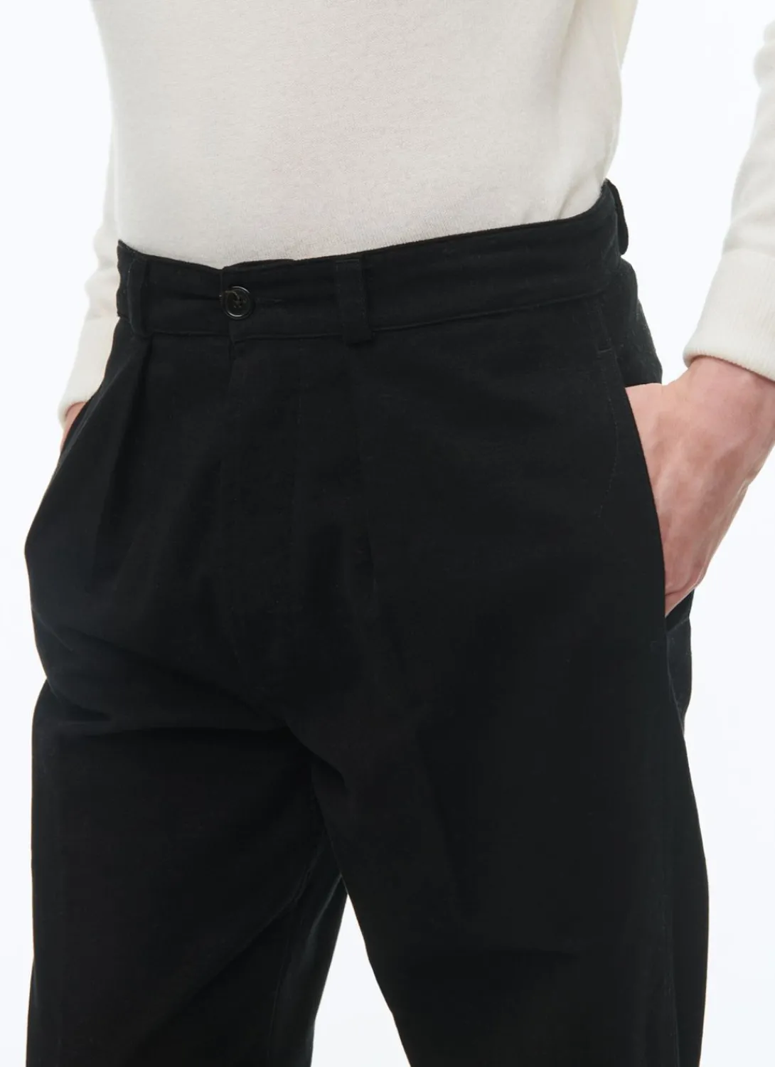 Fursac Organic Cotton Straight Chino Trousers Black Best