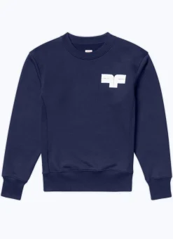 Fursac Organic Cotton Sweatshirt With Logo Navy Blue Best Sale