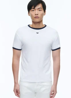 Fursac Organic Cotton T-Shirt With Logo White - Blue Hems Cheap