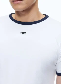 Fursac Organic Cotton T-Shirt With Logo White - Blue Hems Cheap
