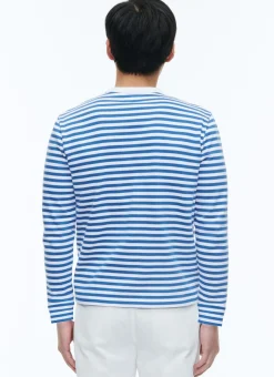 Fursac Organic Cotton T-Shirt With Stripes White And Navy Blue Stripes Discount