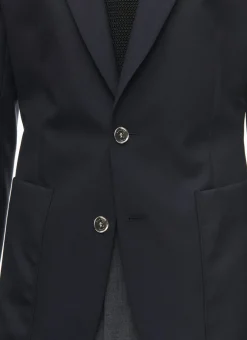 Fursac Organic Wool Canvas Blazer Jacket Navy Blue Sale