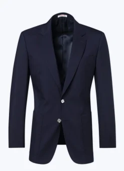 Fursac Organic Wool Canvas Blazer Jacket Navy Blue Sale