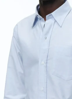 Fursac Oxford Cotton Shirt With Swallow Collar Sky Blue Store