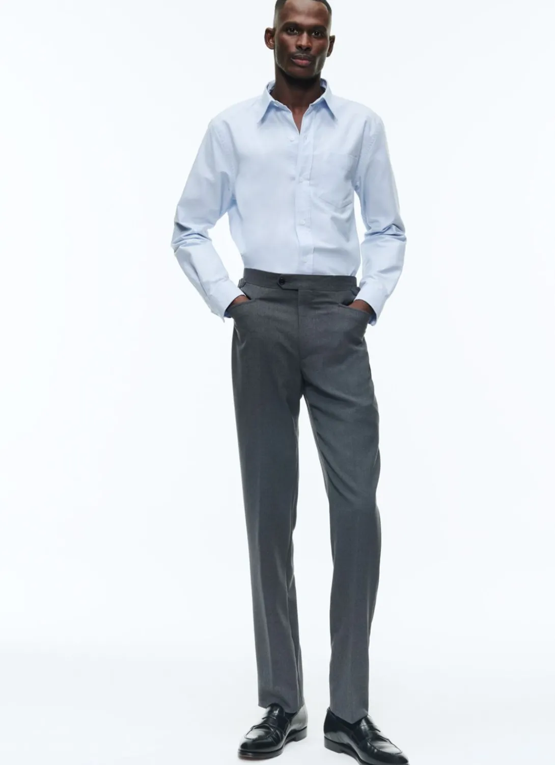 Fursac Oxford Cotton Shirt With Swallow Collar Sky Blue Store