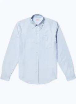 Fursac Oxford Cotton Shirt With Swallow Collar Sky Blue Store