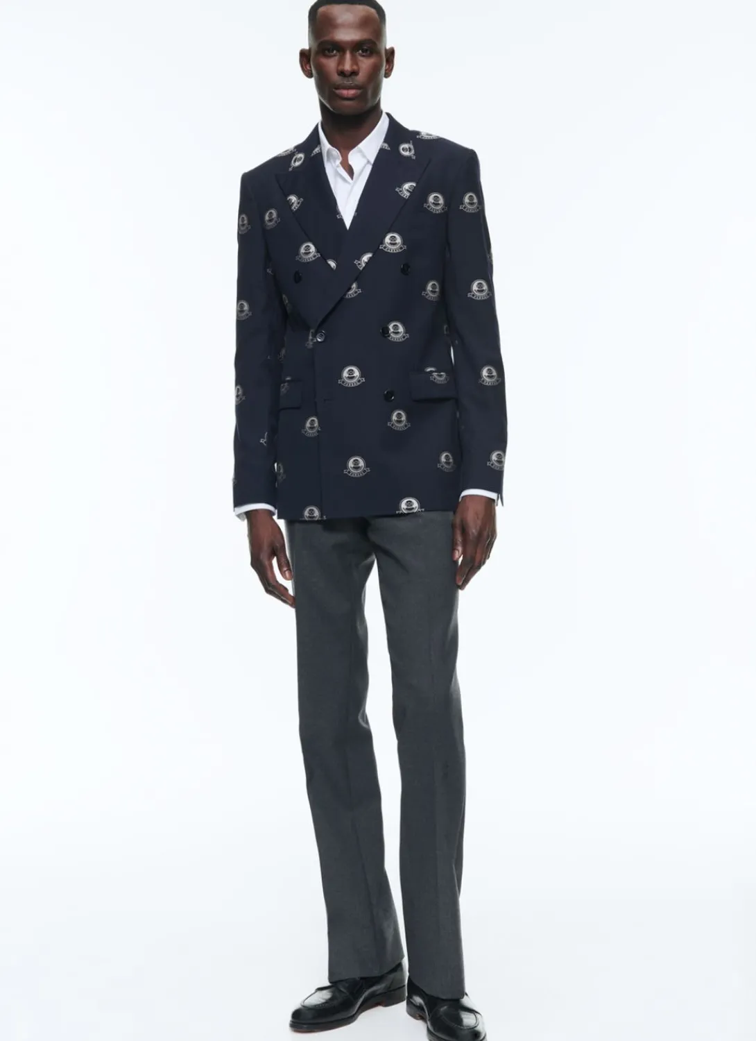 Fursac Patterned Wool Double-Breasted Suit Navy Blue - Diving Suit Jacquard Pattern Cheap