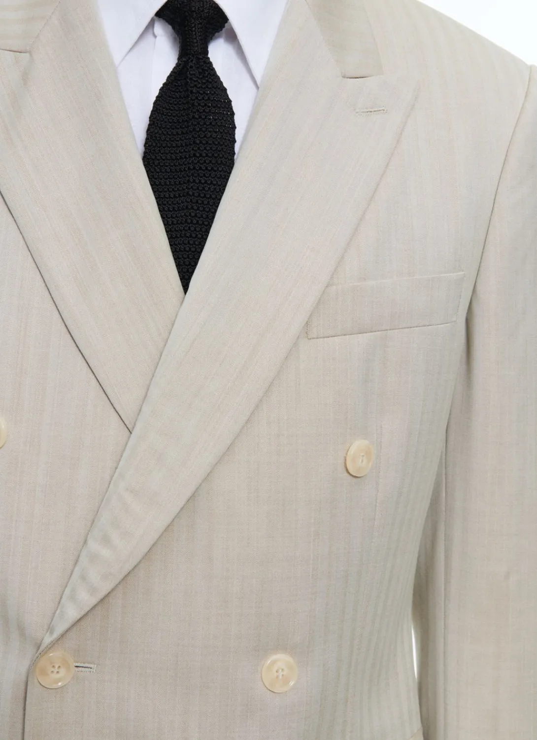 Fursac Patterned Wool Double-Breasted Suit Beige - Houndstooth Pattern Best