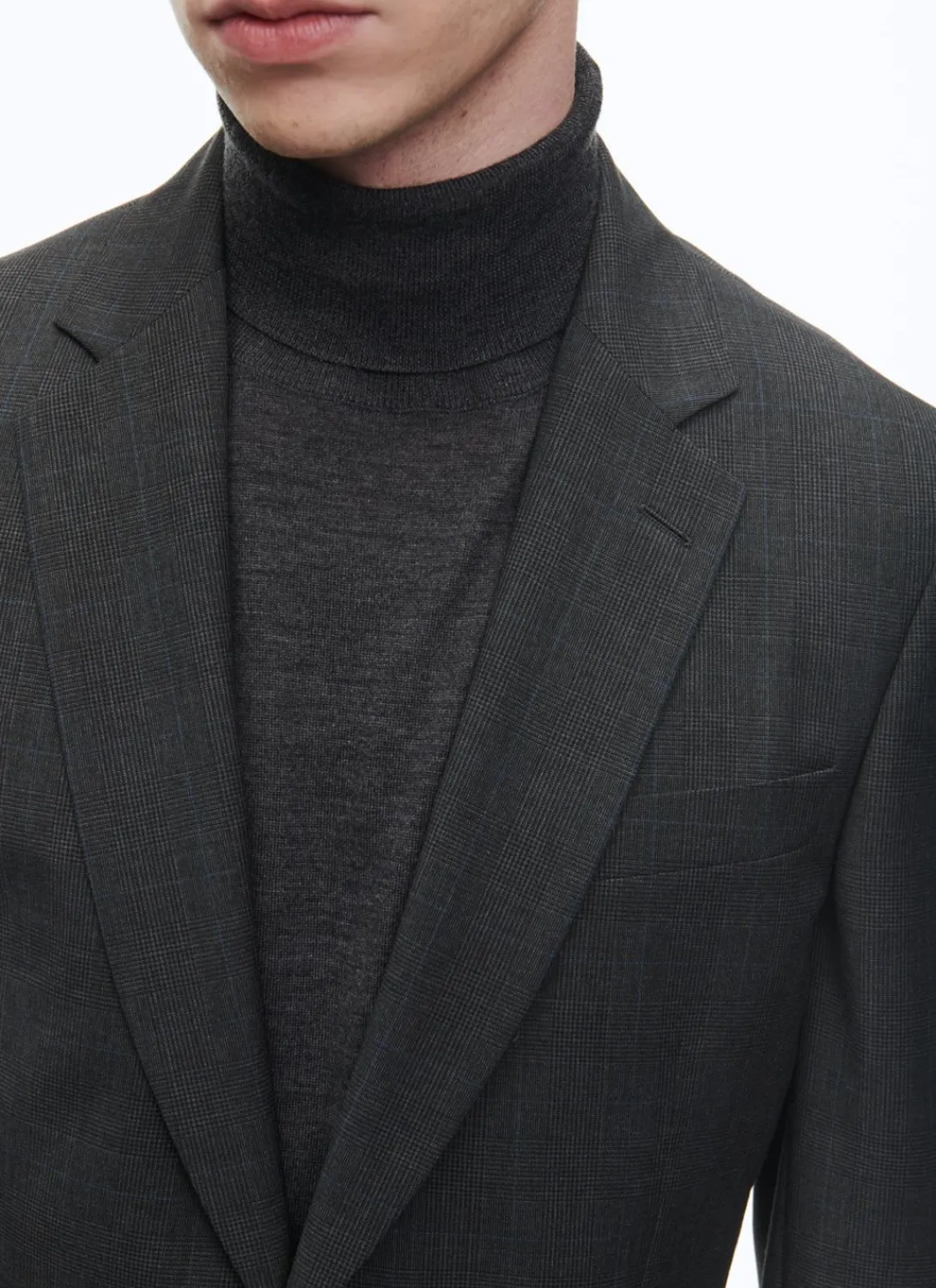 Fursac Prince Of Wales Wool Canvas Suit Grey - Blue Prince Of Wales Pattern Hot