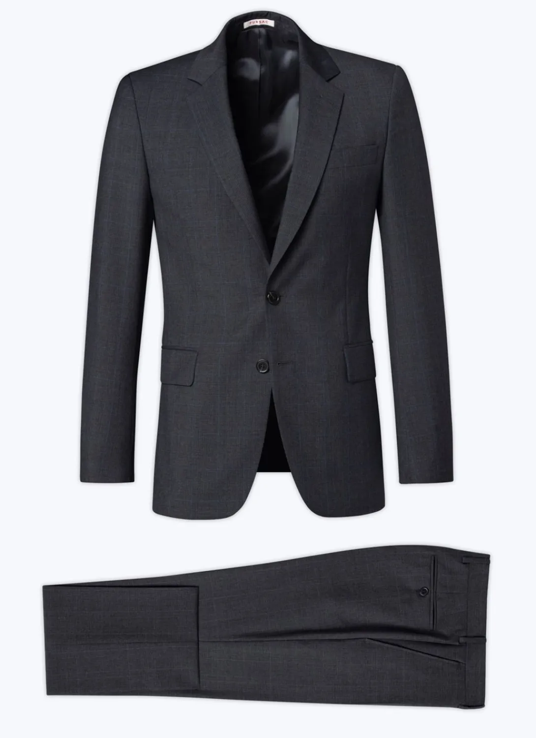 Fursac Prince Of Wales Wool Canvas Suit Grey - Blue Prince Of Wales Pattern Hot