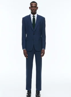 Fursac Prince Of Wales Wool Canvas Suit Navy Blue - Prince Of Wales Pattern Shop