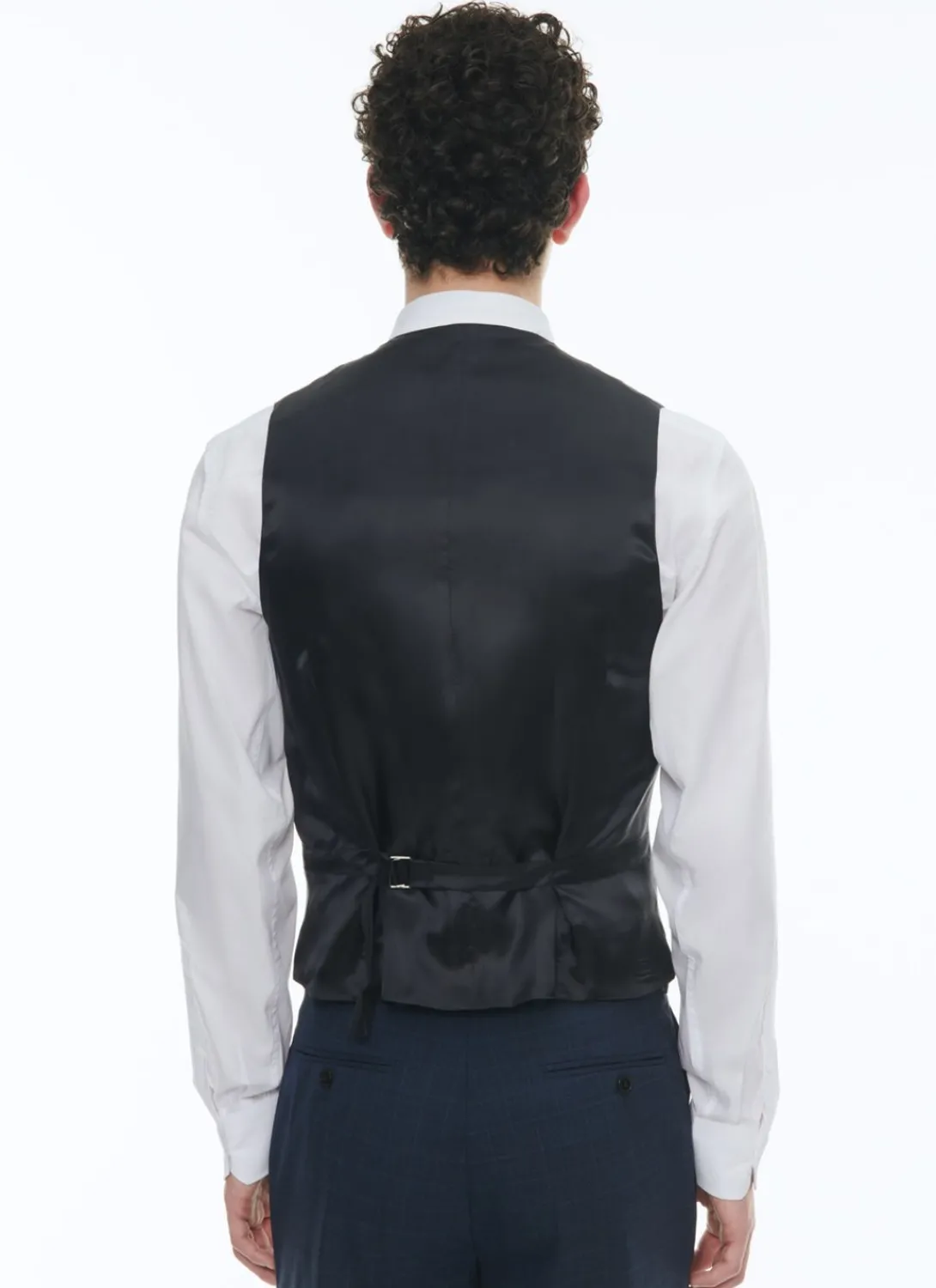 Fursac Prince Of Wales Wool Canvas Waistcoat Navy Blue - Prince Of Wales Pattern Hot